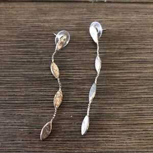 sliver metal dangle post earrings